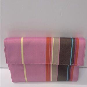 Clinique Vibrant Striped Pink Cosmetic Case